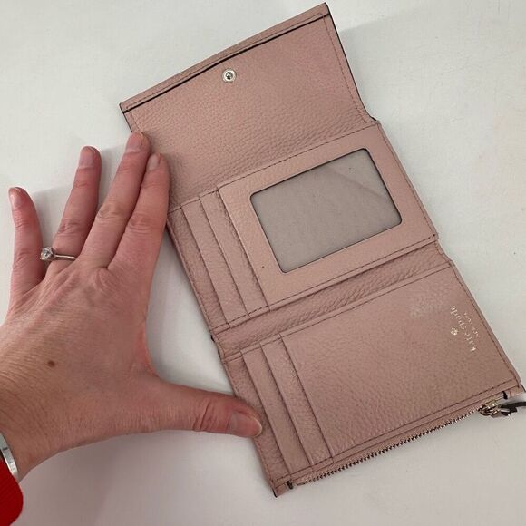Kate Spade Blush Pink Neutral Leather Tri-Fold Wallet - Picture 6 of 13